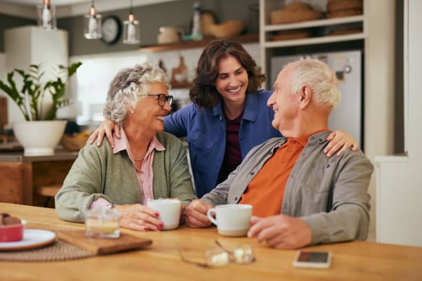 An older adult at home with a family member